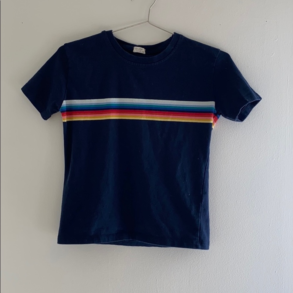 Navy Blue Rainbow Stripe Tee